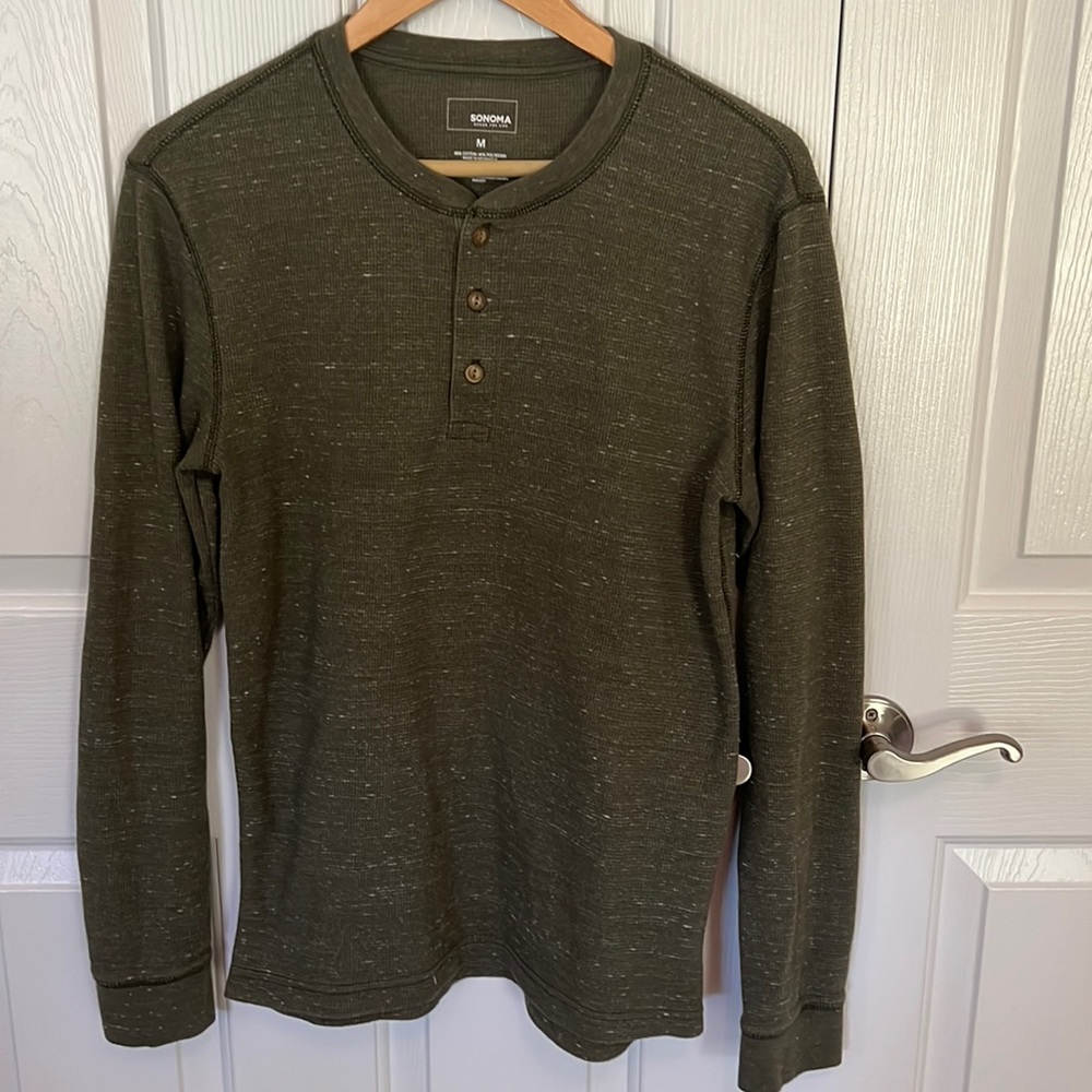 Men’s long sleeve top green Size M. Brand Sonoma